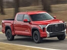 A prominent image of a 2022-2024 Toyota Tundra Hybrid, perhaps at night