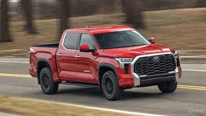 A prominent image of a 2022-2024 Toyota Tundra Hybrid, perhaps at night